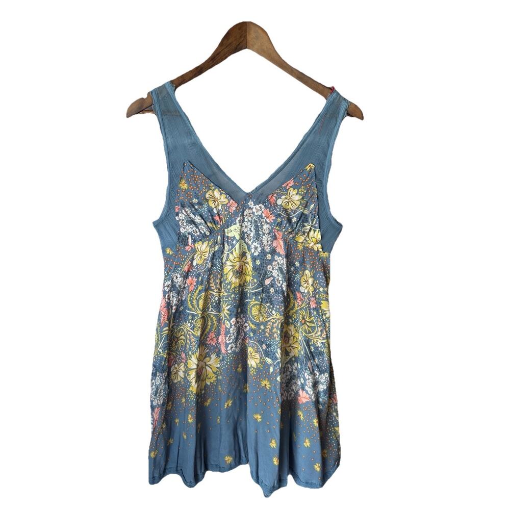 Intimately Free People Blue Baby Doll Top/ Dress XS Boho Back‎ Fairy Grunge